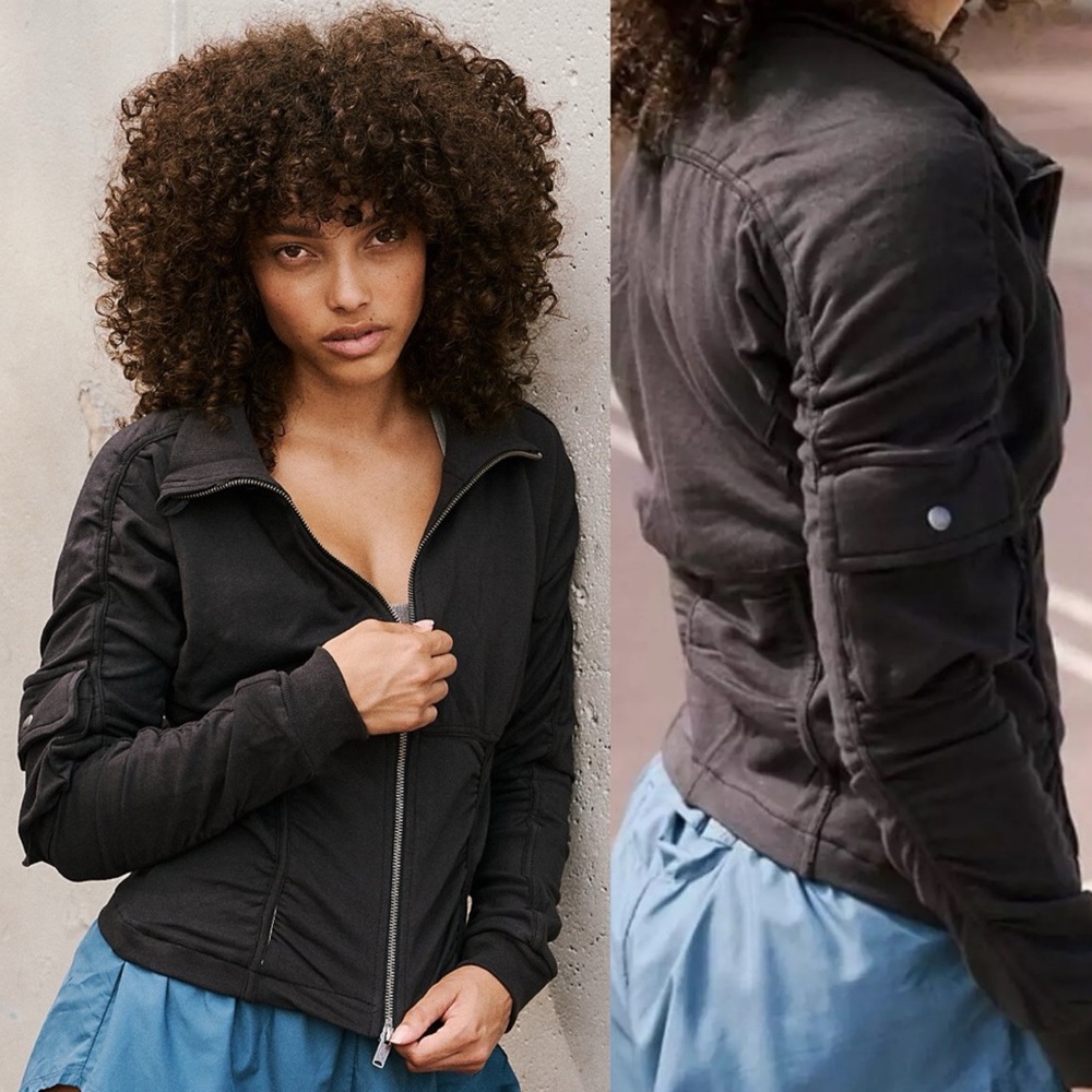 Free People Movement Foundation Ruched Black Jacket